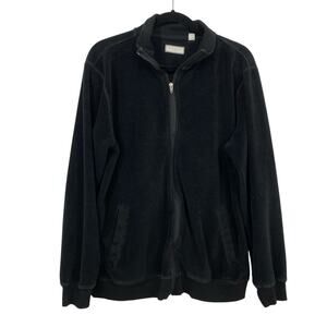 Daniel Buchler Velour Zip Up Jacket Mens size XL Black Pockets Casual